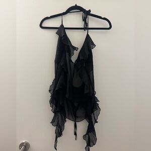Pull&Bear Black Ruffled Blouse